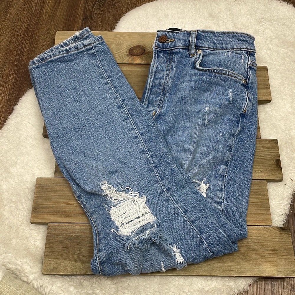 BDG High-Waisted Slim Straight Distressed Jeans